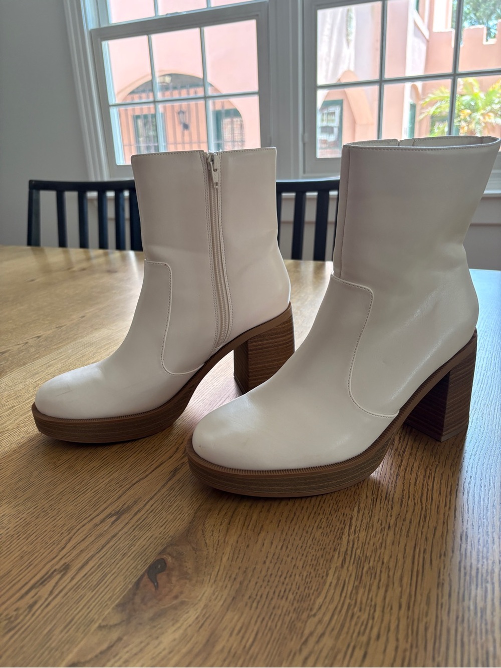 Target Cream Platform Block Heel Ankle Boots